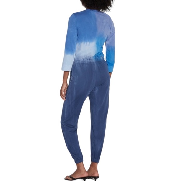 Raquel Allegra Blue Tie Dye Classic Jersey Danielle Utility Jumpsuit - M - Picture 2 of 13